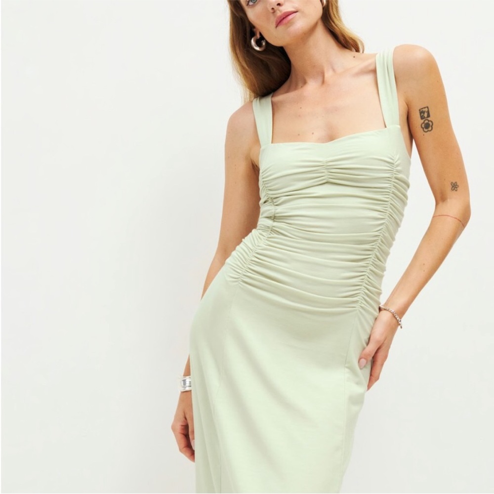 Reformation Suvi Knit Midi Dress - Dried Herb - Size Medium M